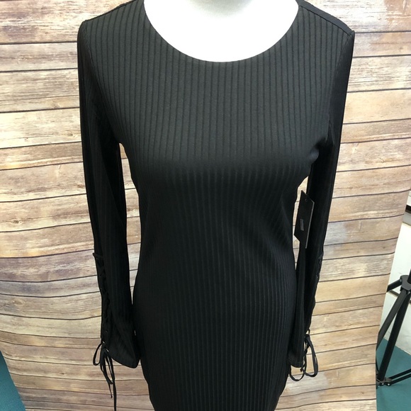 Vince Camuto Ribbed Dress with Lace-Up Sleeves - Picture 3 of 7